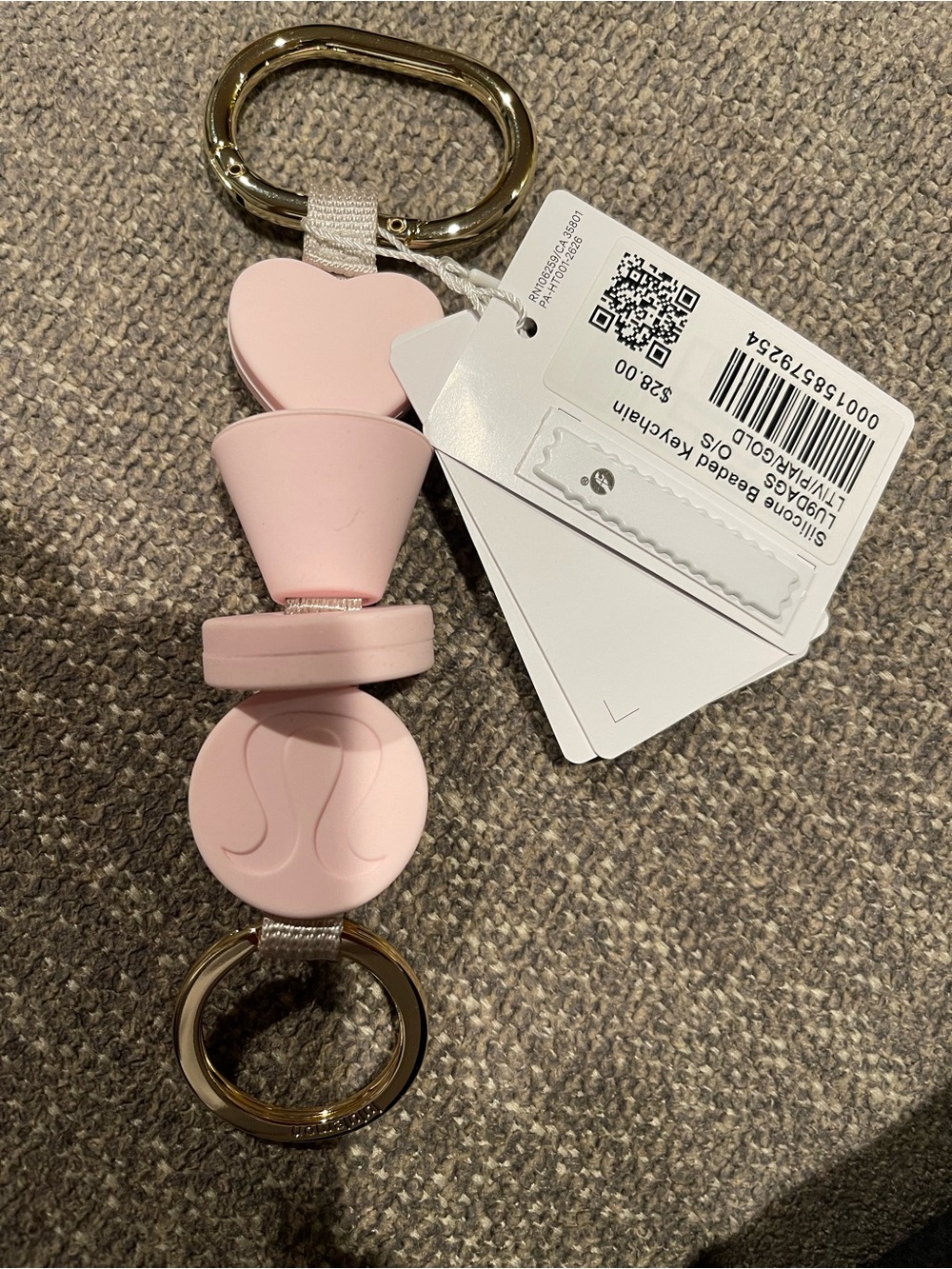 Lululemon Silicone Beaded Keychain - Pink